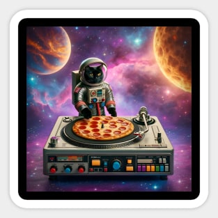 Dj Pizza Black Cat in Space Sticker